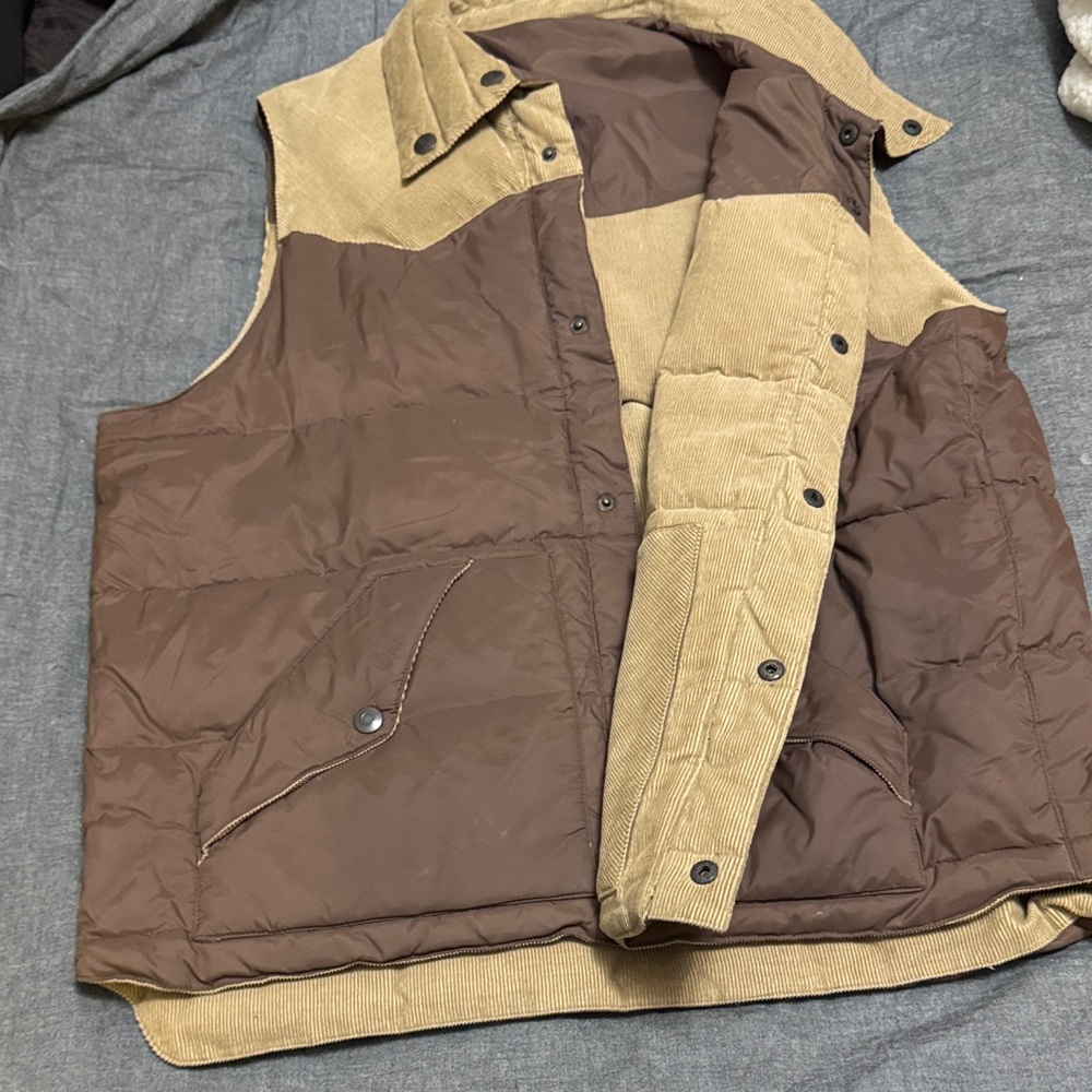 Men's Quilted Vest in Brown and Tan